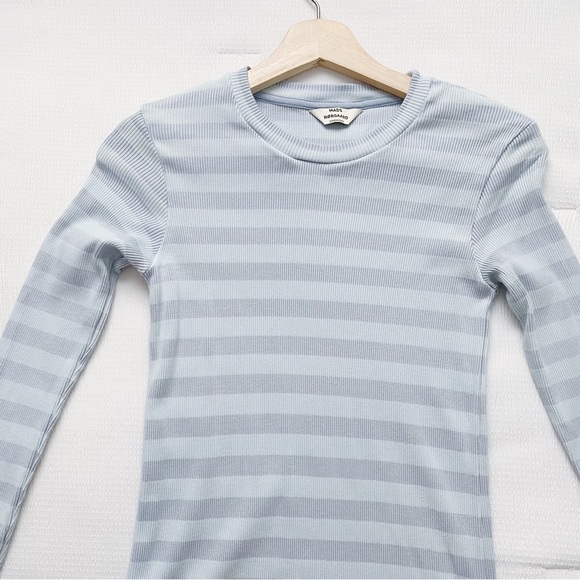 Mads Nørgaard Copenhagen Pale Blue Stripe Long Sleeve Midi Dress - Picture 7 of 11